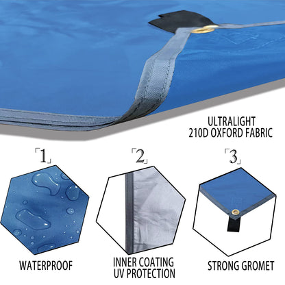 Camping Tarp Hammock Rain Fly, 100% Waterproof Lightweight Premium Shelter Tent, 10 x 10 FT Ultralight Backpacking Shade Cover. (Blue)