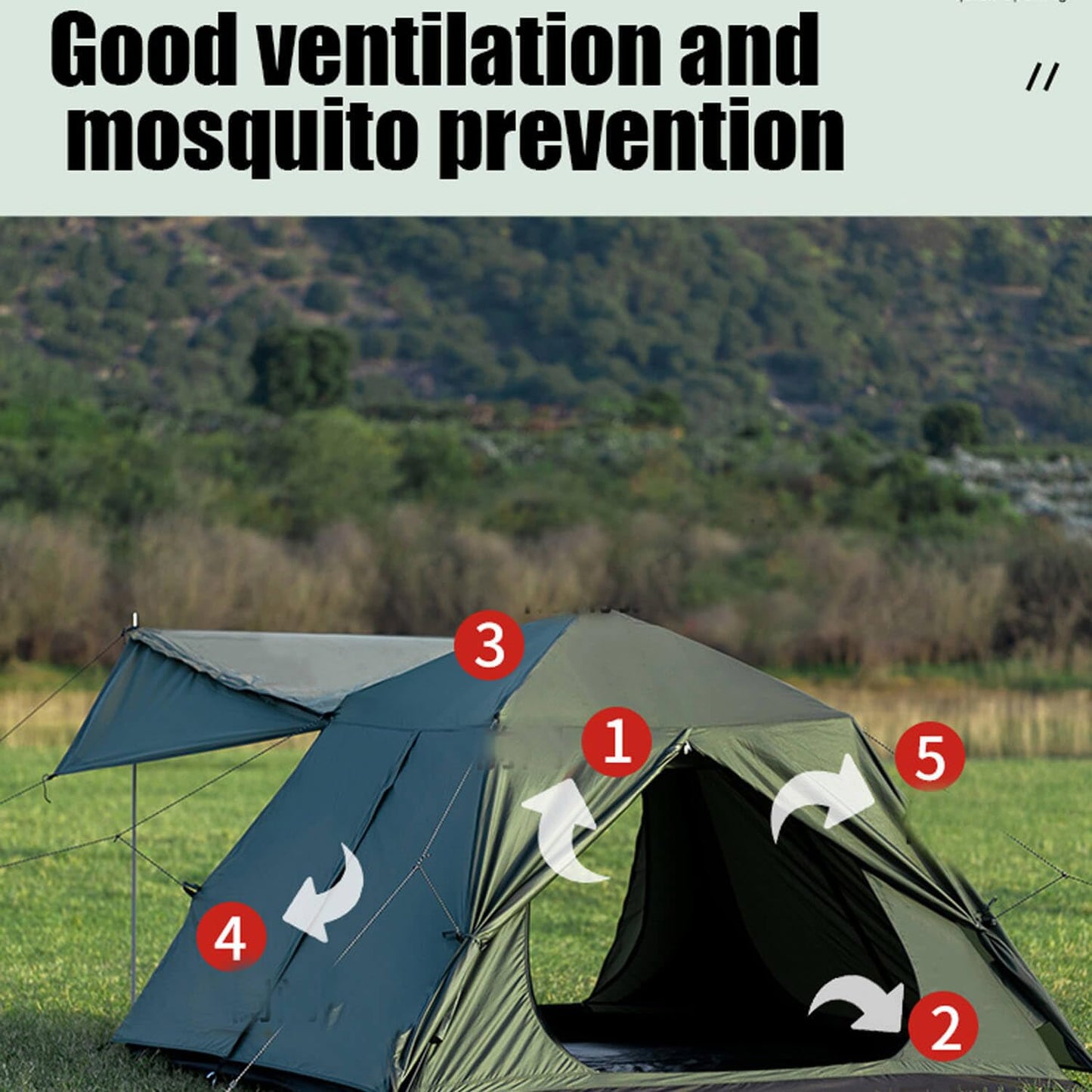 MOQI Pop Up Tents for Camping, 4 Person Instant Family Dome Tent with Removable Rain Fly Waterproof Automatic Tent for Backpacking,Hiking,Outdoor